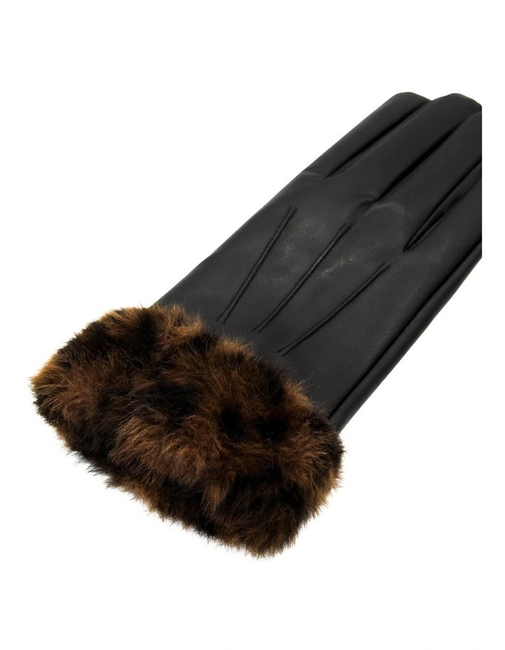 Gia Faux Leather Gloves in Black image 5