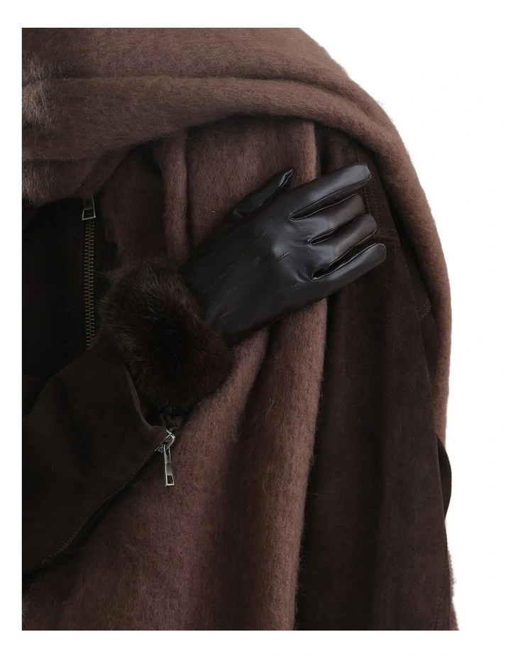 Gia Faux Leather Gloves in Brown image 2