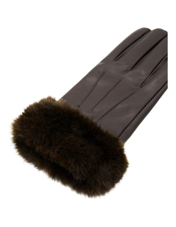 Gia Faux Leather Gloves in Brown image 4