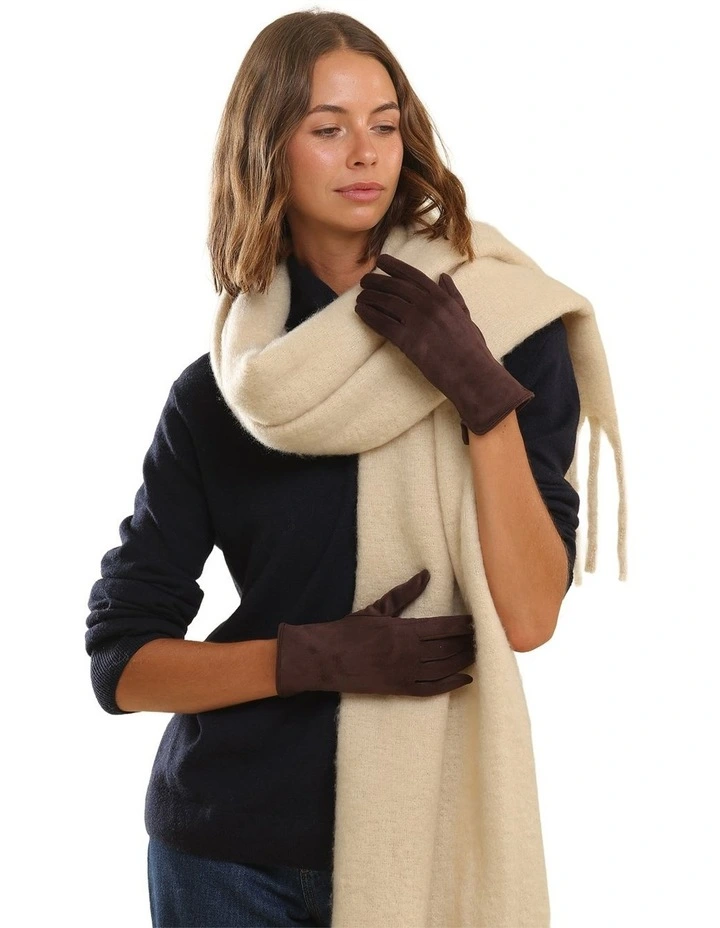 Amalie Faux Suede Gloves in Brown image 2