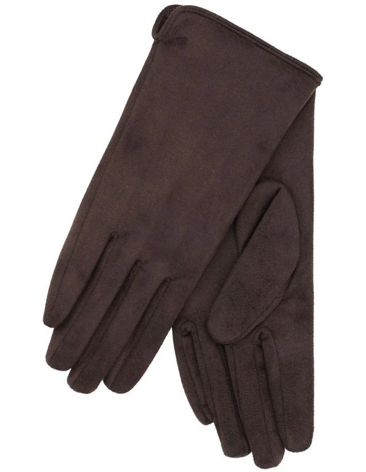 Amalie Faux Suede Gloves in Brown image 3