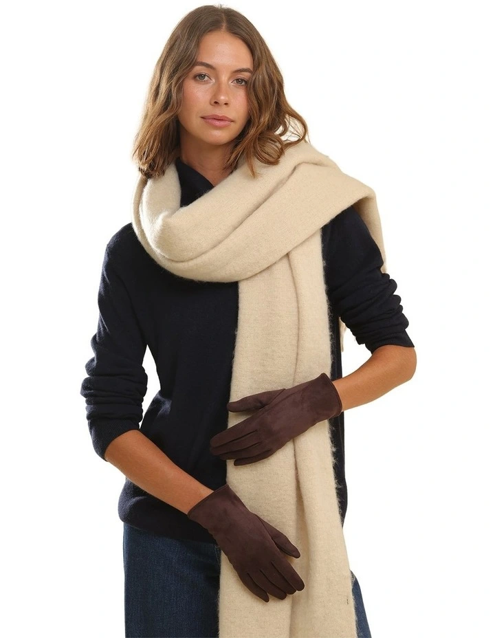 Amalie Faux Suede Gloves in Brown image 5