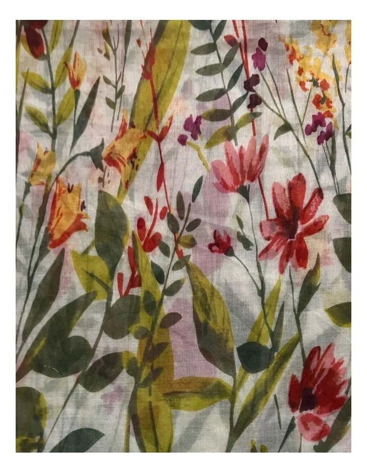 Floral Print Scarf in Ivory image 2