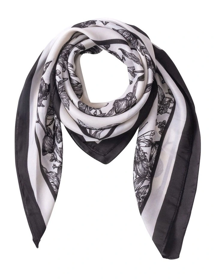 Floral Print Neckerchief in Black image 1