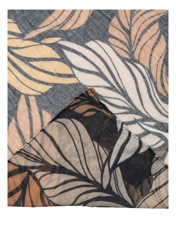 Feather Print Scarf in Brown/Black image 2