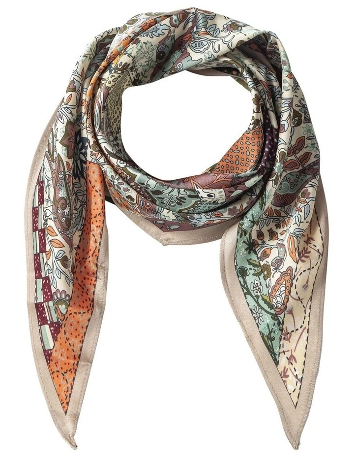 Diamond Paisley Print Kerchief in Taupe image 1