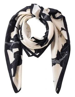 Floral Print Kerchief Scarf in Black