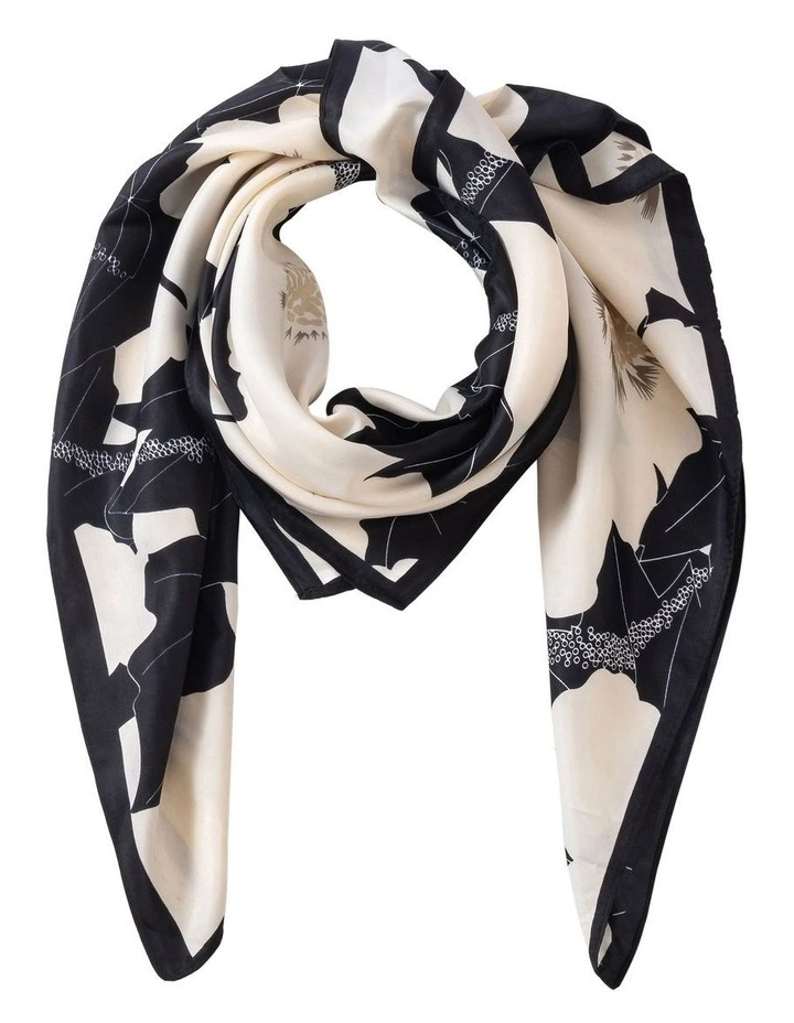 Floral Print Kerchief Scarf in Black image 1