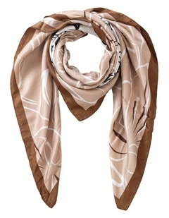Floral Print Kerchief Scarf in Cafe