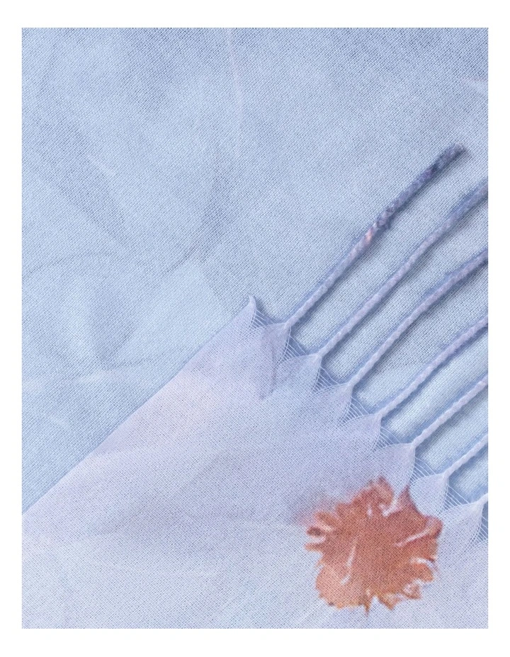 Floral Print Scarf With Fringe in Sky Blue image 2