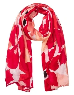 Floral Print Scarf in Red