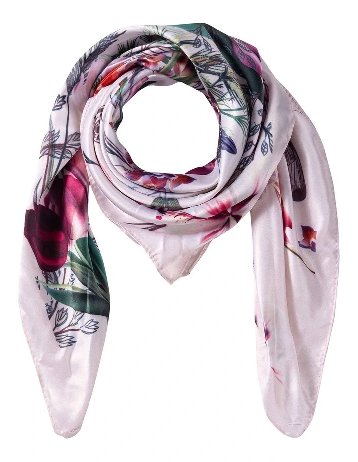 Floral Print Kerchief Scarf in Ivory image 1