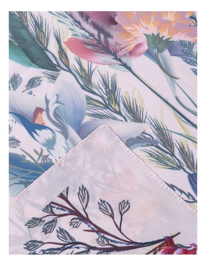 Floral Print Kerchief Scarf in Ivory image 2