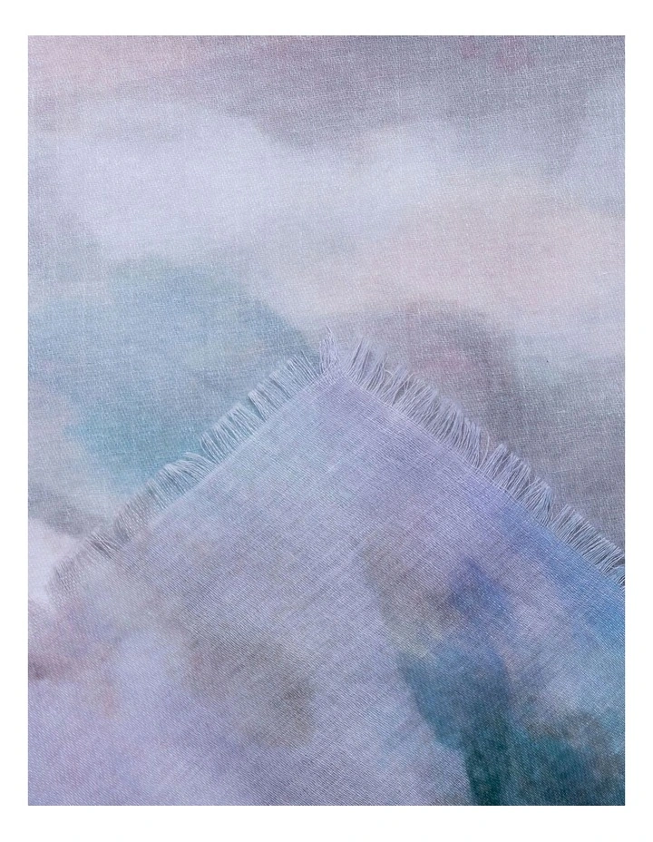 Water Colour Print Scarf in Blues image 2