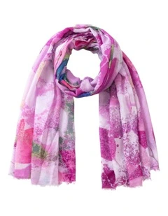 Leaf Print Scarf in Pink