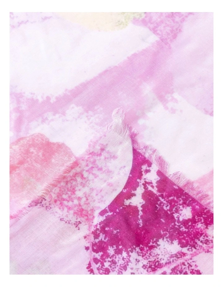 Leaf Print Scarf in Pink image 2