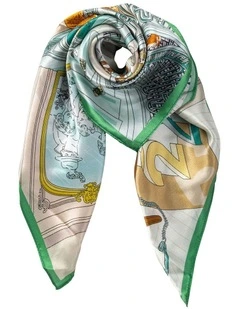 Silk Neckerchief Scarf in White/Green