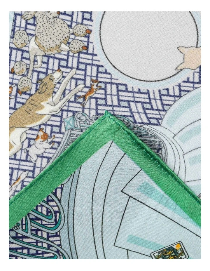 Silk Neckerchief Scarf in White/Green image 2
