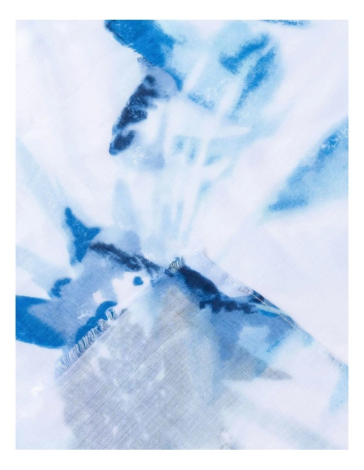 Floral Print Scarf in Blue image 2