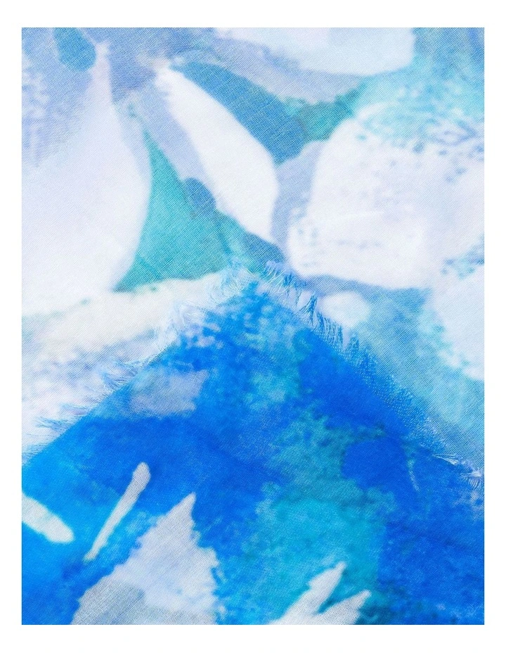 Floral Print Scarf in Blue image 2