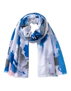 Abstract Painter Print Scarf in Blue