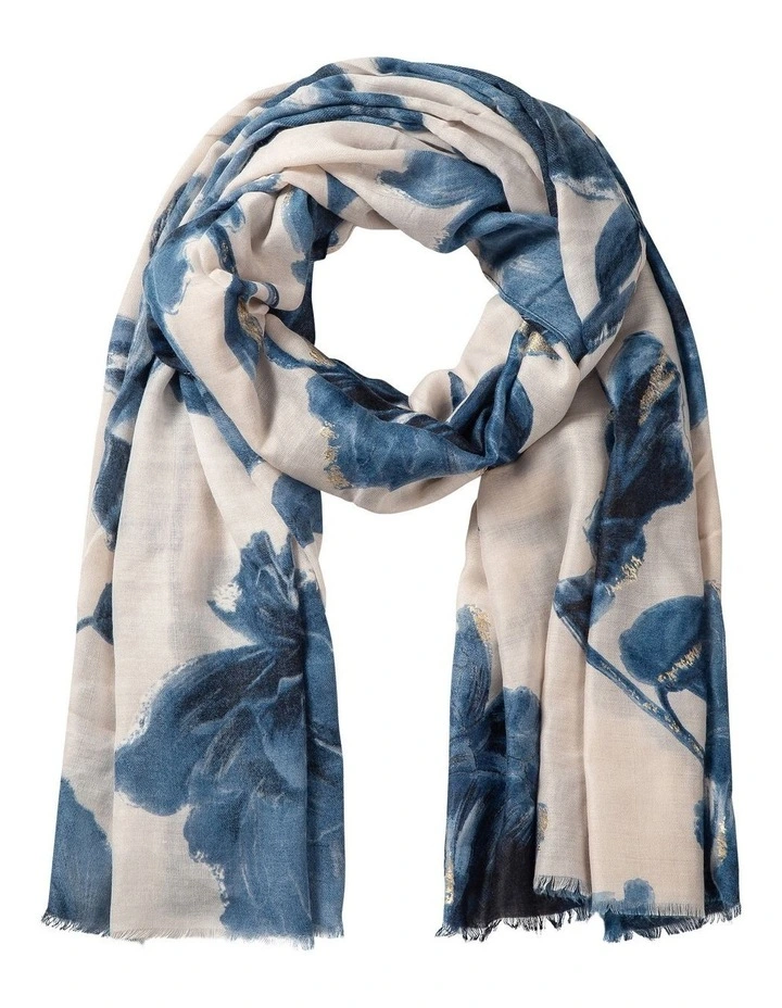 Scarf With Foil Detail in Floral Print image 1