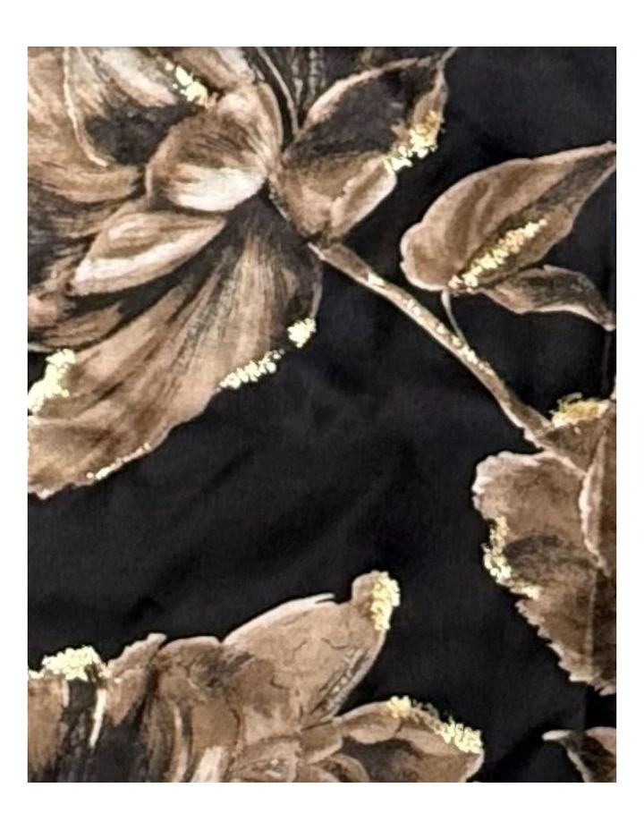 Floral Print Scarf With Foil Detail in Black image 2
