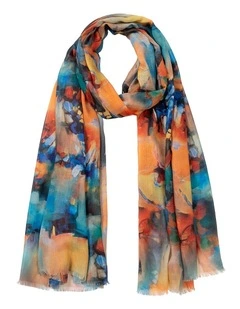 Abstract Print Scarf in Orange