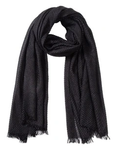 Pleated Sparkle Evening Wrap Scarf in Black