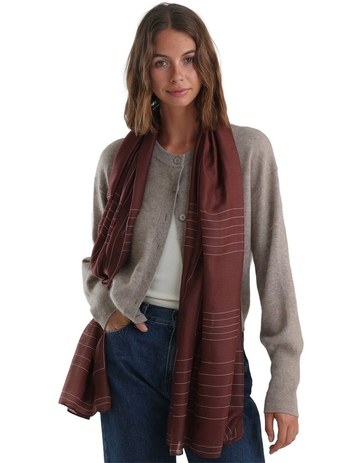 Maze Light-Weight Scarf in Brown image 2