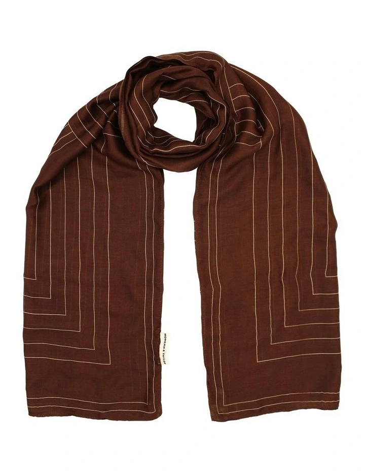 Maze Light-Weight Scarf in Brown image 3