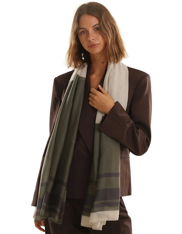 Eleanor Light-Weight Scarf in Khaki Green image 4