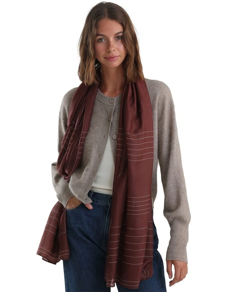 Maze Light-Weight Scarf in Burgundy Red image 2