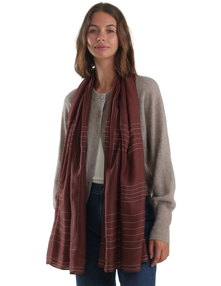 Maze Light-Weight Scarf in Burgundy Red image 4