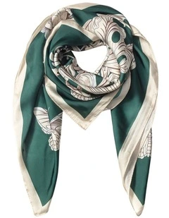 Gregory Ladner Print Neckerchief with Butterflies in Green