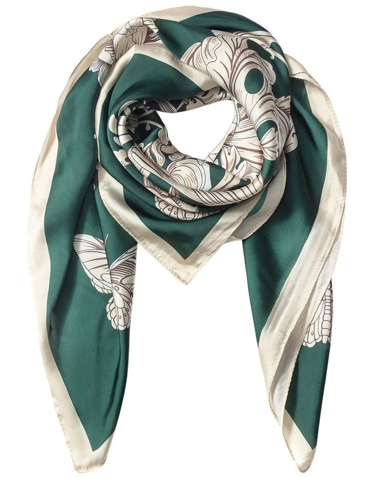 Gregory Ladner Print Neckerchief with Butterflies in Green image 1