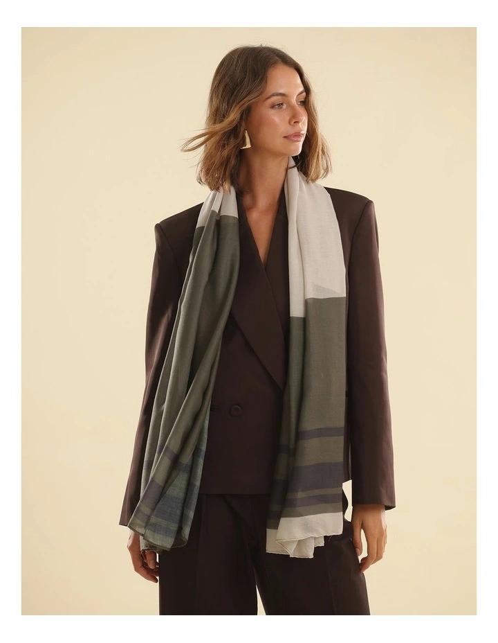Morgan & Taylor Eleanor Light-Weight Scarf in Khaki Green image 2