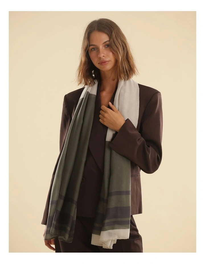 Morgan & Taylor Eleanor Light-Weight Scarf in Khaki Green image 3