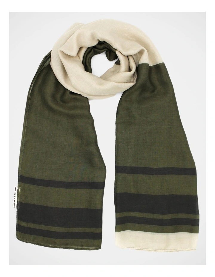 Morgan & Taylor Eleanor Light-Weight Scarf in Khaki Green image 4