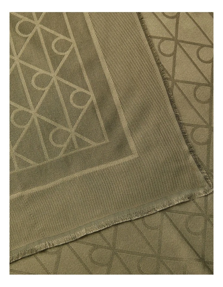 Satin Jacquard Logo Scarf in Olive Night image 2