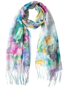 Gregory Ladner Floral Print Scarf With Fringing Gnkf002M In Assorted