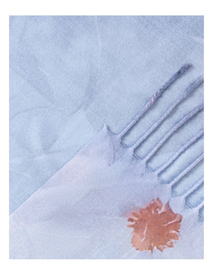 Gregory Ladner Floral Print Scarf With Fringe Gnkf010M In Sky Blue image 2