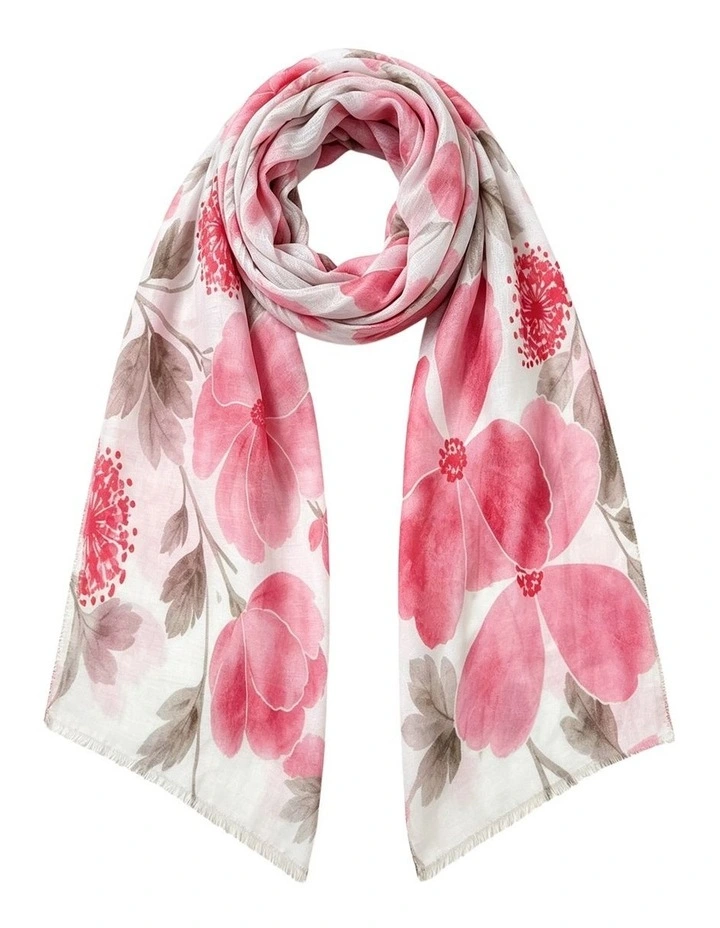 Gregory Ladner Floral Print Scarf Gnkf012M In Pink image 1