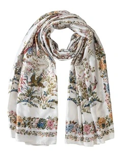 Gregory Ladner Oblong Floral Scarf Gnkf015M In Ivory