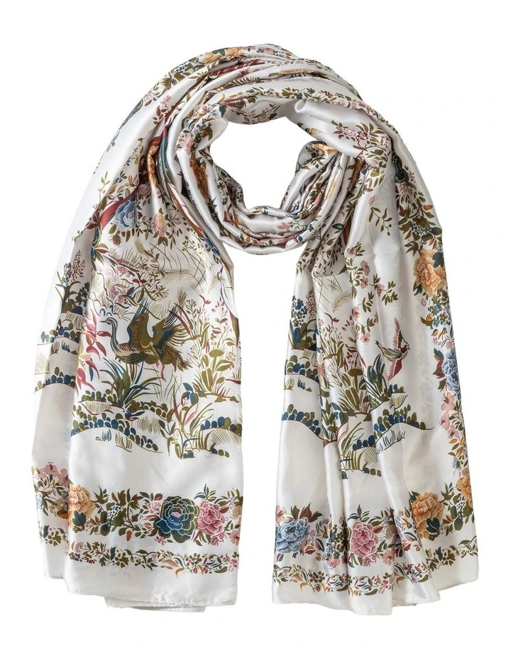 Gregory Ladner Oblong Floral Scarf Gnkf015M In Ivory image 1