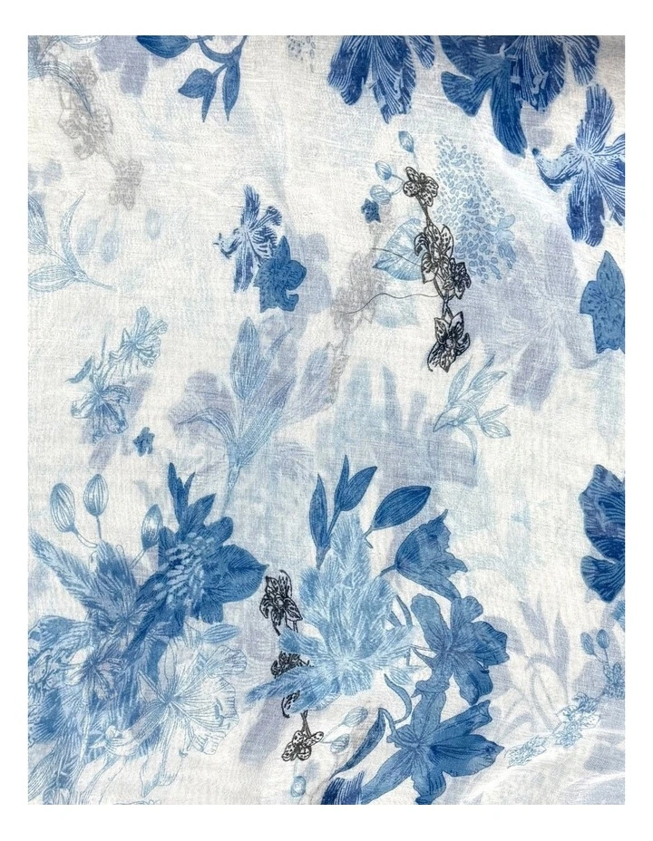 Gregory Ladner Soft Floral Print With Tassels Gnkf026M In Blue image 2