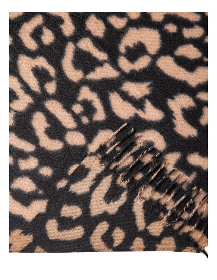 Animal Print Winter Scarf in Black/Camel image 2