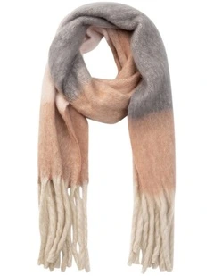 Chunky Stripe Winter Scarf in Pink/Grey