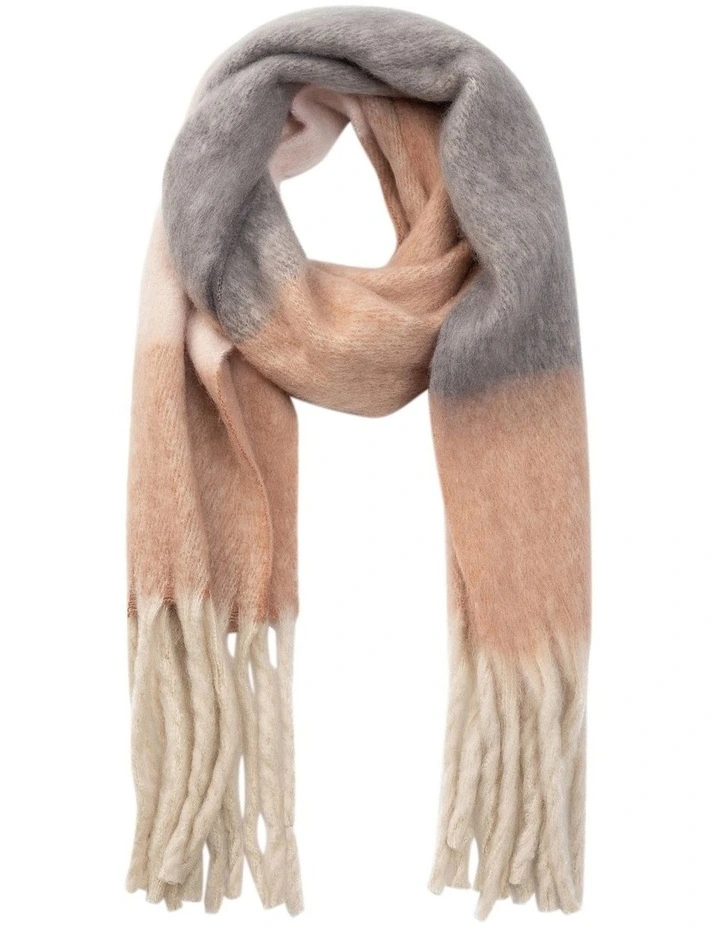 Chunky Stripe Winter Scarf in Pink/Grey image 1