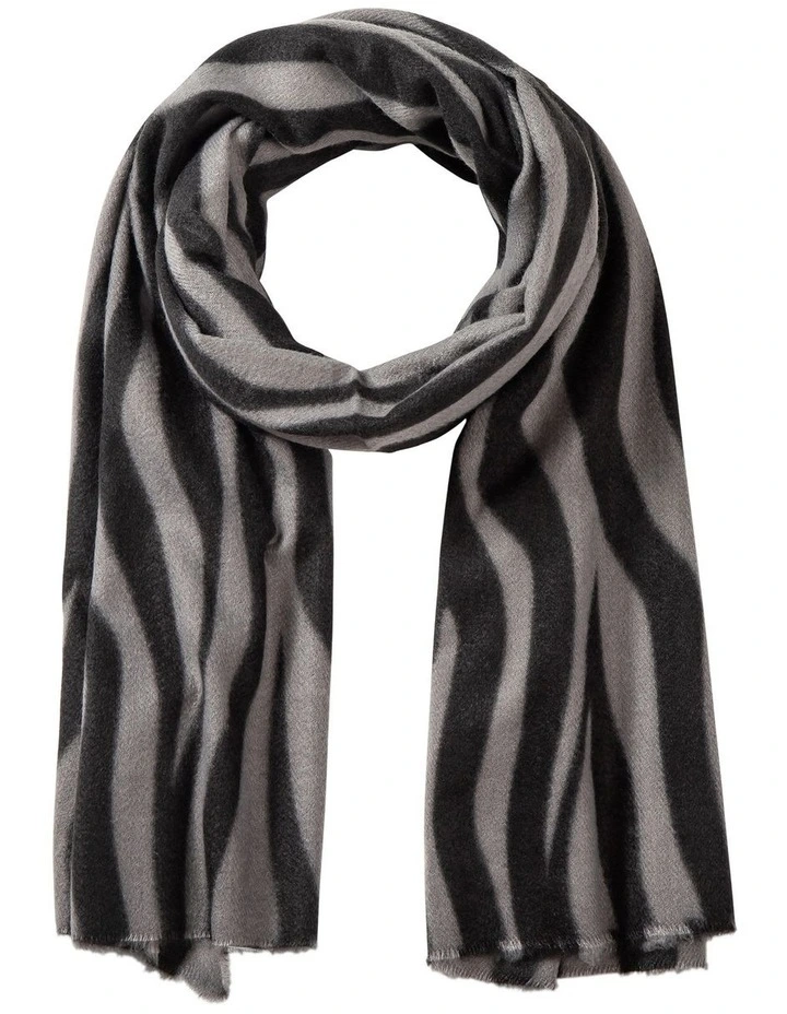 Animal Print Winter Scarf in Grey/Black image 1